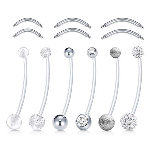 D.Bella 14G Pregnancy Belly Button Rings with Replacement Balls Flexible Bioplast Sport Maternity Belly Ring Retainer for Women Navel Piercing Retainer 1 1/2Inch (38mm) - color: Style D