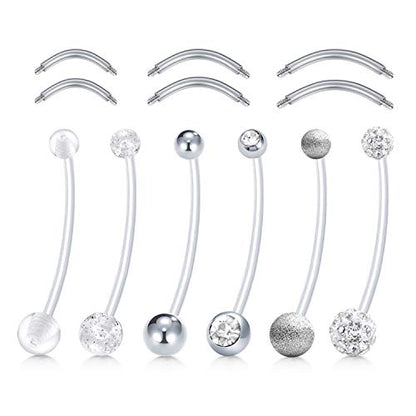 D.Bella 14G Pregnancy Belly Button Rings with Replacement Balls Flexible Bioplast Sport Maternity Belly Ring Retainer for Women Navel Piercing Retainer 1 1/2Inch (38mm) - color: Style D