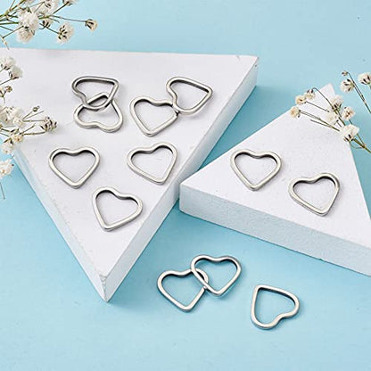 30Pcs Heart Linking Charms Hollow Frame Pendants Stainless Steel Heart Charms Earrings Beading Hoop Linking Ring Connectors for Bracelet Necklace Jewelry Making - color: Matte Silver, Heart