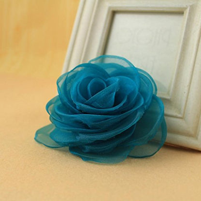 Lovely Rose Flower Hair Clips and Brooches for Women | Floral Pins and Accessories with Green Brooch - color: Green