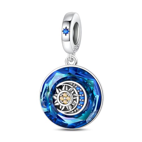 Pandach 925 Sterling Silver Charms Beads for Bracelets and Necklaces Butterfly and Headphones Pendants Clover Charms Jewelry Gift for Women - style: Star and Moon Charms