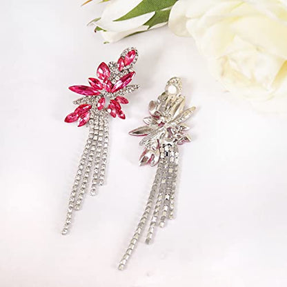 Marquise Crystal Bridal Chandelier Dangle Drop Earrings Ladies Gifts in Silver/Gold Tone - color: rose