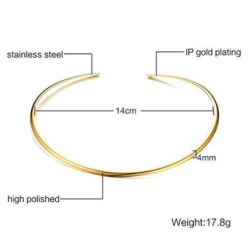 JAJAFOOK Minimalist Round Gold-Tone Bar Necklace Simple Fashion High Neck Choker Female King Neckwire - color: Gold Plated
