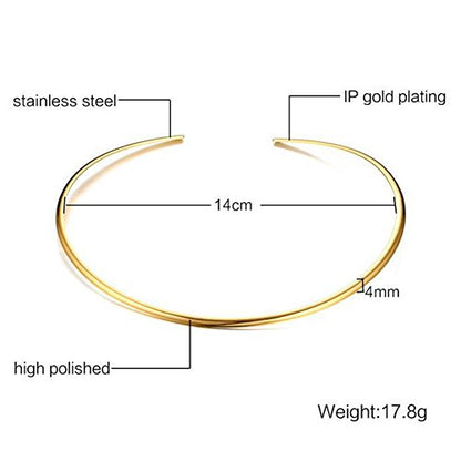 JAJAFOOK Minimalist Round Gold-Tone Bar Necklace Simple Fashion High Neck Choker Female King Neckwire - color: Gold Plated