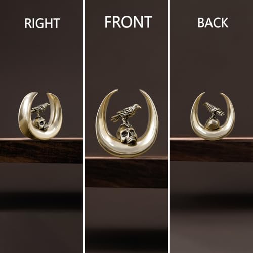 ERKUOO 2PCS 0g 00g-1" Gothic Golden Raven Skull Saddle Ear Gauge Spider Web Double Flared Plug Tunnels Expander Piercing Jewelry For Women Men 8mm-25mm - color: #3 Gold, size: 1/2"=12mm