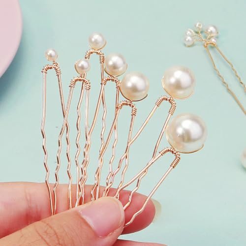 Handmade Pearl Bridal Hair Pins Wedding Hair Accessories for Women Brides Bridesmaid - color: 12Pcs Pearl Hair Pins