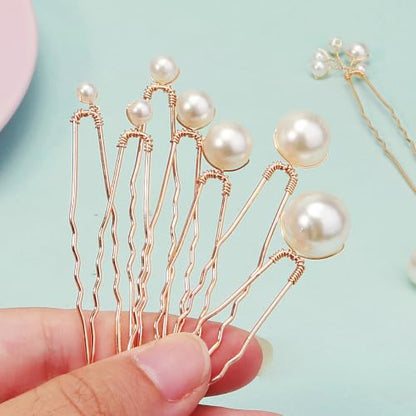 Handmade Pearl Bridal Hair Pins Wedding Hair Accessories for Women Brides Bridesmaid - color: 12Pcs Pearl Hair Pins