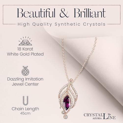 Crystals Simulated Purple Amethyst Set Pendant Necklace 18 inches Earrings 18K Rose Gold Plated for Women