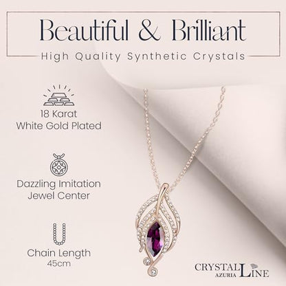 Crystals Simulated Purple Amethyst Set Pendant Necklace 18 inches Earrings 18K Rose Gold Plated for Women