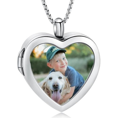 Oinsi Cremation Locket Necklace For Ashes Of Loved One Carry Photo Glass Memorial Urn Jewelry 316L Stainless Steel Keepsake Gifts - color: B-Sliver