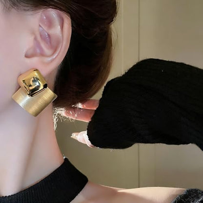 Stylish Geometric Gold Plated Stud Earrings for Daily Wear