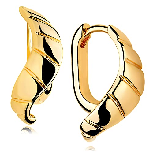 Cubic Zirconia Huggie Earrings 14k Gold Plated Tiny Earrings Small Huggie Hoop Earrings Simple Lightweight Hoops Gift for Women - color: Ribbon