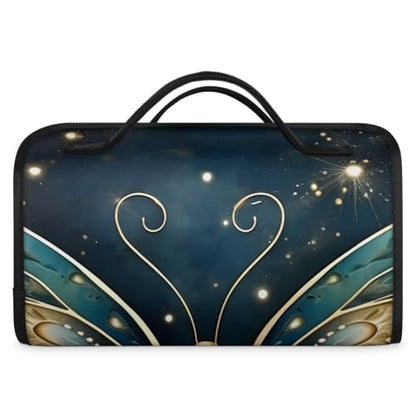 Boho Butterfly Hanging Roll Up Cosmetic Bag with 4 Removable Storage Bags Waterproof Foldable Toiletry Kit for Women - color: Multicolor 15