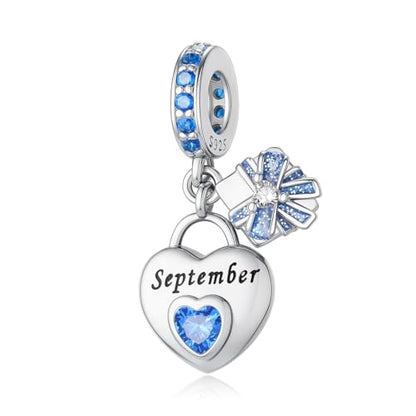 925 Sterling Silver Birthstone Charms Fit for Bracelet and Necklace Happy Birthday Charm Mother's Day Jewelry Gift for Women - color: 9-September