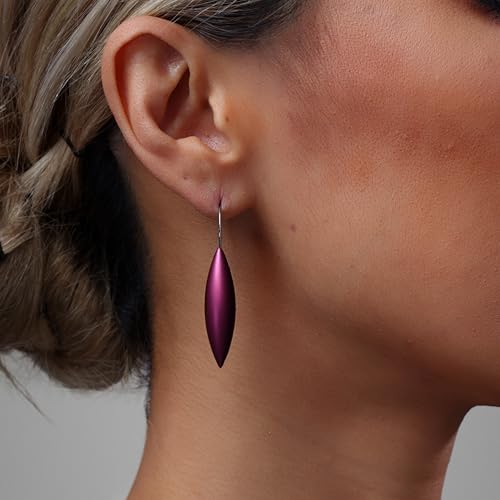 Oval Drop Earrings for Women, Long Thread Dangle Earrings, Colorful lightweight aluminum alloy, Suitable for Jewelry Gifts and Valentine's Day - color: Wine red