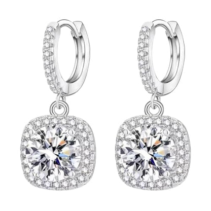 High-Carbon Diamond Hoop Earrings for Women Sterling Silver Cuff Earrings Drop Huggie Stud Halo Earrings with 18K - color: White2