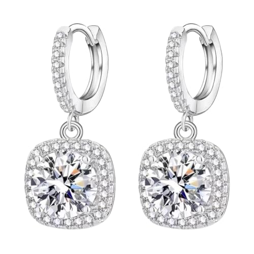 High-Carbon Diamond Hoop Earrings for Women Sterling Silver Cuff Earrings Drop Huggie Stud Halo Earrings with 18K - color: White2