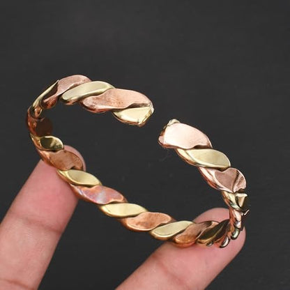Pure Copper Cuff Bangle Bracelet 100% Solid, Raw & Uncoated Handmade Bracelets Jewelry Cuff Gift Bangle for Women & Men - color: Copper Cb-107