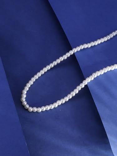 Pearl Necklaces for Women 60'' 70" Long Pearl Necklace 15.75'' Pearl Choker Necklace Chunky Bead Layered Faux Pearl Dangle Wedding Bridal 1920s Gatsby Christmas Costume Jewelry Gifts - color: White-15.75in-6MM