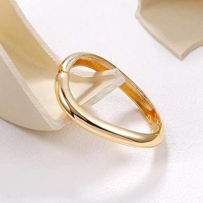 Gold Plated Cuff Bangle Bracelets For Women Trendy Hinged Cuff Open Wide Chunky Gold Bracelet Minimalist Bangle Jewelry Gift - color: Gold Irregular