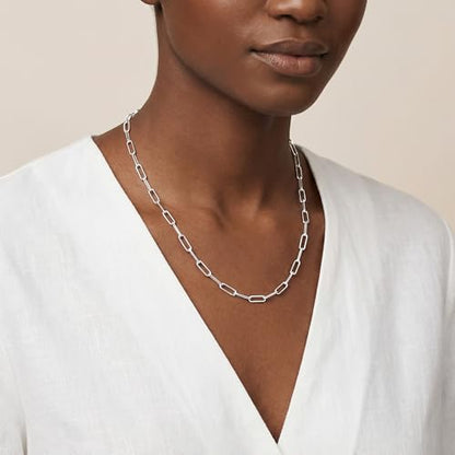 925 Sterling Silver Paperclip Chain Necklace for Women - Adjustable Necklace Fashion Jewelry Holiday Gift Size 18+2 Inch - color: Gold
