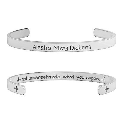 Custom Cuff Bracelets - Double Side Engraved - Personalized Gifts for Women - color: Silver