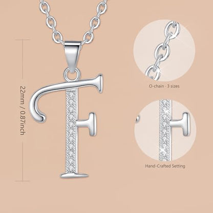 VIKI LYNN Dainty Initial Letter Pendant Necklace for Women | Cubic Zirconia Initial Jewelry, Personalized Letter Necklace, Dainty Women Jewelry, Birthday Gift Idea for Her, Mom and Wife - color: Silver, style: Silver-F