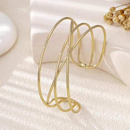 Harry and Henry Arm Cuff Gold Upper Arm Jewelry for Women Adjustable Open Cuff Bangle Bracelets Armband Jewelry Summer Outfits for Women 2026 - color: B:Gold multilayer open arm cuff bracelet