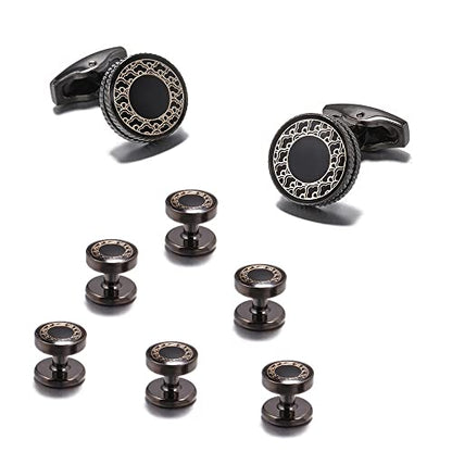 Cufflinks, Black Cufflink Stud 8 Pcs Set Tuxedo Collar Stud 15mm