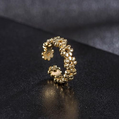 Sfoni 3Pcs Toe Rings for Women Men, Adjustable Open Toe Ring 18K Gold Cubic Zirconia Moonstone Daisy Flower Simple Thin Band Hug Rings Stackable Hawaiian Summer Beach Foot Jewelry Set - color: #Style 1-Gold-3pcs