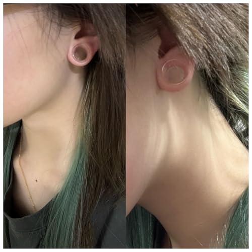 6G-26mm Acrylic Plastic Ear Gauges Tunnels Stretching Kit Double Flared Plugs Tunnels Expanders Stretcher Saddle Gauges Earrings for Men Women Black White Clear - color: Clear 6G-26mm