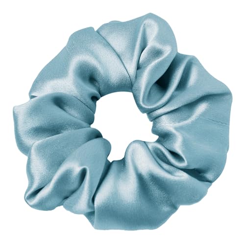 LILYSILK Silk Hair Scrunchies/Ties for Frizz & Breakage Prevention, 100% Mulberry, No Damage, Elastic ponytail Holders, 1Pc, Blue Haze - color: Blue Haze