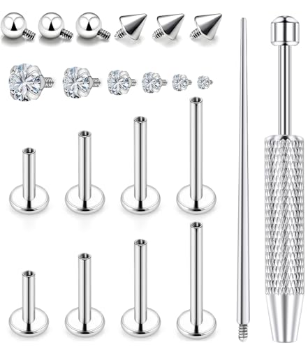 16G Medusa Piercing Jewelry Surgical Steel Labret Jewelry Monroe Lip Rings Different Size Tragus Nail Conch Cartilage Helix Earring Stud Bar Length 6mm 8mm 10mm 12mm - color: 16G Studs Piercing Jewelry Plus