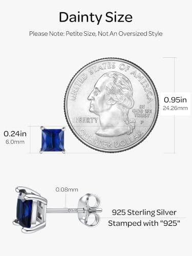 ChicSilver 925 Sterling Silver Earrings Sparkling Heart/Round/Princess Cut Birthstone Earrings for Women Birthday Jewelry with Gift Box - style: A.September(Sapphire)-Princess Cut