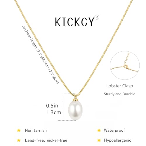 Pearl Necklaces for Women Trendy,Dainty Pearl Pendant Necklace | 14k Gold Plated Elegant Pearl Necklace,Simple Pearl Pendant,Dainty Gold Jewelry,Waterproof Summer Bridal Wedding Accessories - color: GOLD-6