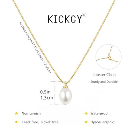 Pearl Necklaces for Women Trendy,Dainty Pearl Pendant Necklace | 14k Gold Plated Elegant Pearl Necklace,Simple Pearl Pendant,Dainty Gold Jewelry,Waterproof Summer Bridal Wedding Accessories - color: GOLD-6