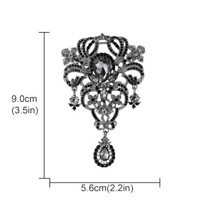 YOQUCOL Retro Austrian Crystal Big Brooch Pin for Women Large Flower Shape Brooches Lapel Pins for Sweater,Coat Dress Accessories - color: A-Black