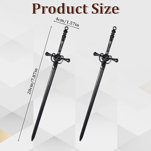 Retro Hair Sticks 2 Pcs Metal Sword Hair Pins for Women Hair-Acceossories for Renaissance Festivals, Halloween Thick-Hair & Updos