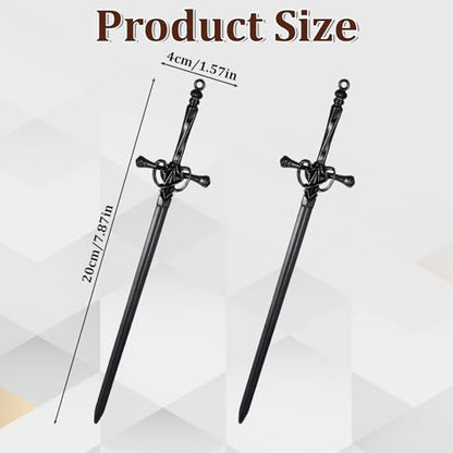 Retro Hair Sticks 2 Pcs Metal Sword Hair Pins for Women Hair-Acceossories for Renaissance Festivals, Halloween Thick-Hair & Updos