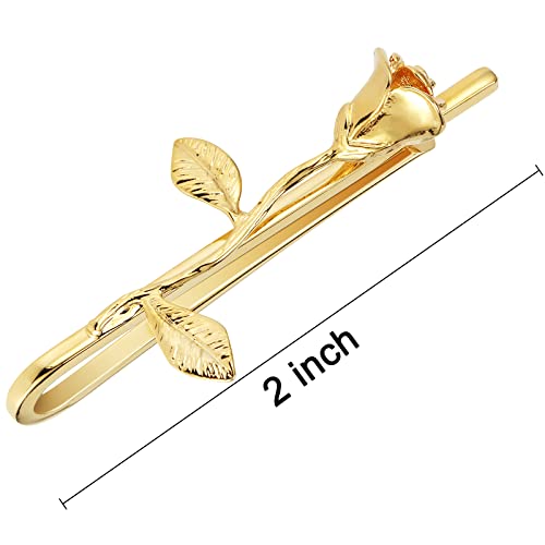 HAWSON 2 inch Tie Clip for Men-Novelty Sport Necktie Bar Clip,Tie Pin,Special Interesting Gift for Men - style: Gold Rose