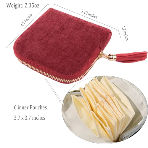 Women's Coin Purses Velvet Mini Travel Jewelry Case Bag with Tassel - color: A-Wine Red