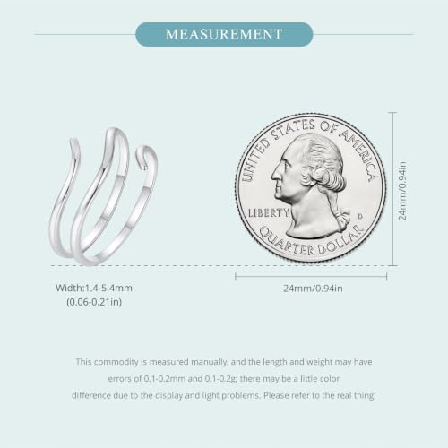 MUNDELL 925 Sterling Silver Simple Multi-layer Leaf Adjustable Ring Green Lucky Leaves Statement Ring for Women Promise Ring Fine Jewelry - color: Size 7-10