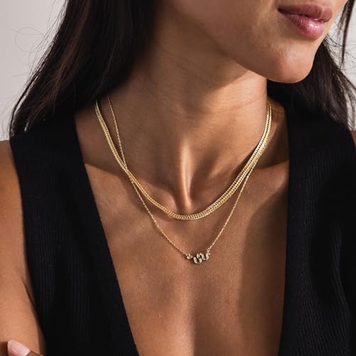 LUCA SMITH Gold Chains for Women & Men, 14K Gold Foxtail Chain Necklace Herringbone Chain Necklace Flat snake Chains 14K Gold Simple Layered Fashion Jewelry Gift for Women 18in 20in 22in 24in - size: 22in, style: Foxtail Chain-Premium Style