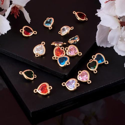 FASHEWELRY 16pcs Crystal Heart Charm Links Gold Plated Glass Heart Connector Pendants 14x10x4.5mm Double Loop for DIY Necklace Bracelet Jewelry Making Valentine's Day - color: Mixed Color Heart