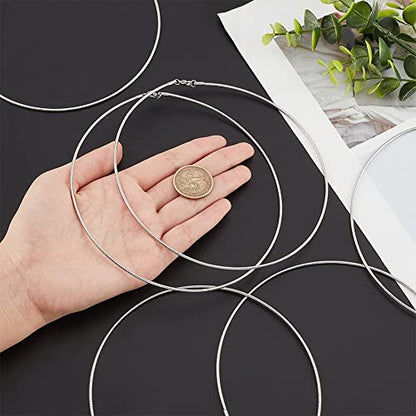 PH PandaHall 6pcs 2mm Stainless Steel Snake Chain Necklaces Round Omega Chain Choker with Lobster Claw Clasps for Women Crafts Jewelry Making