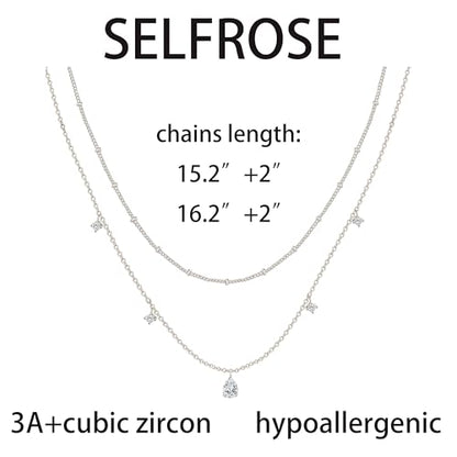 Layered Necklaces For Women,Dainty Gold Plated Necklace Stack Prom Layering Necklaces For Women Trendy Chain Cross Choker Necklace Set Fashion Accessories - color: cz+satellite-silver