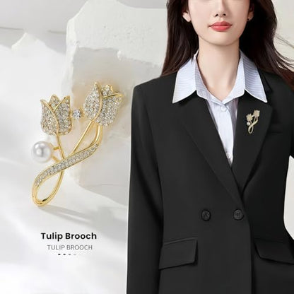 2pcs Rhinestone Brooch Pin for Women Dress Elegant Stylish Crystal Brooches Fashion Accessories Pins Lapel Boutonniere Ideas Wedding Christmas Birthday Jewelry Easter Gift - color: 07 Royal Blue/Gold