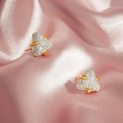 LOYATA Spike Earrings Gold Huggie Hoop Diamond Cubic Zirconia 14K Gold Plated Dainty Small Simple Hypoallergenic Geometric Jewelry Gift for Women - color: Diamond Triangle