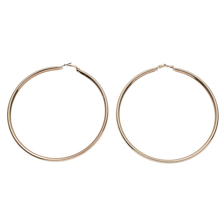 BETHYNAS 110 120mm Gold Large Basketball Hoop Earrings for Women Big Thin Hoop Fashion Round Circle Huggie Minimalist Earrings - color: 110mm
