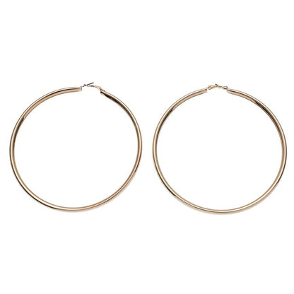 BETHYNAS 110 120mm Gold Large Basketball Hoop Earrings for Women Big Thin Hoop Fashion Round Circle Huggie Minimalist Earrings - color: 110mm